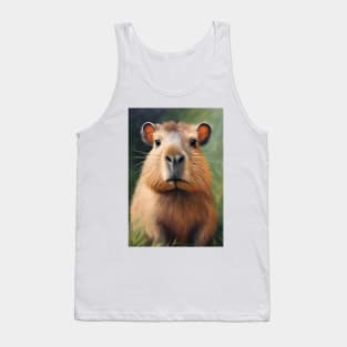 Cute Capybara Face Oil Painting Art Tank Top